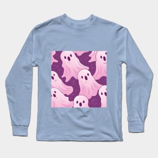 Cute pink ghosts pattern halloween Long Sleeve T-Shirt